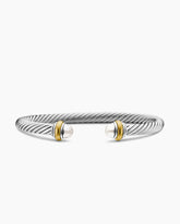 Classic Cable Bracelet in Sterling Silver with 14K Yellow Gold and Pearls, 5mm